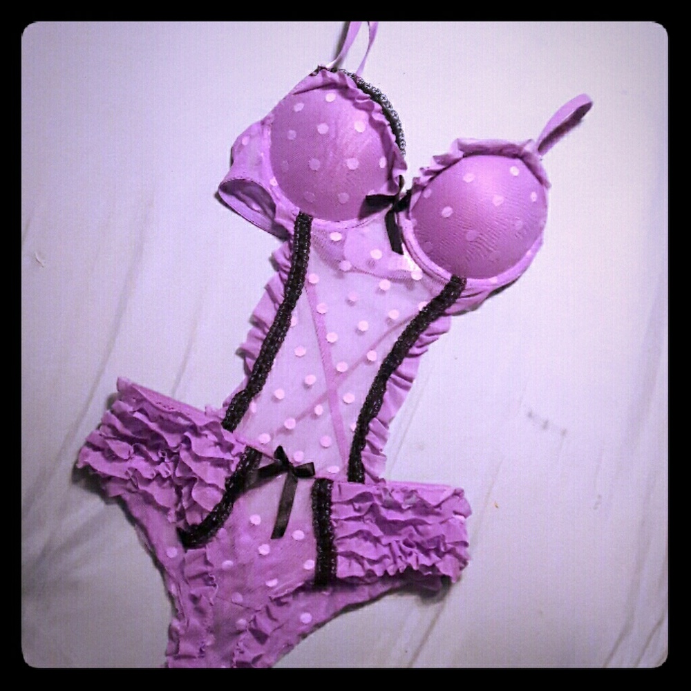 Purple lingerie onesie